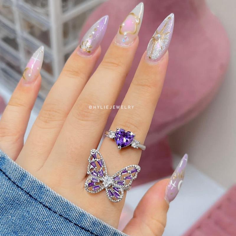 انگشتر قلب / پروانه بنفش