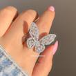 انگشتر پروانه بزرگ فول نگین