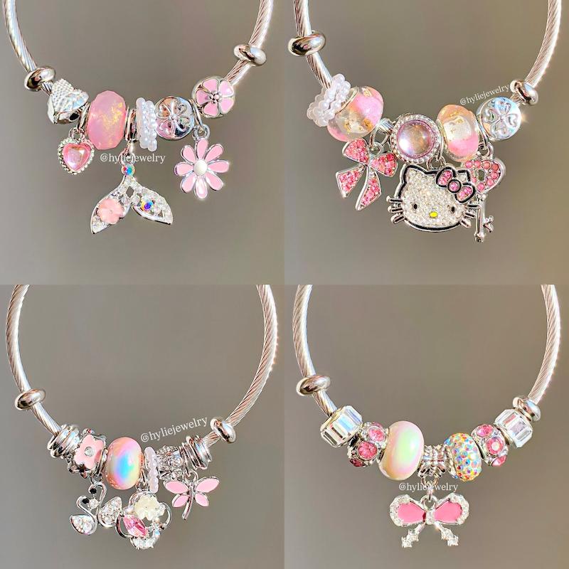 دستبند پاندورا صورتی