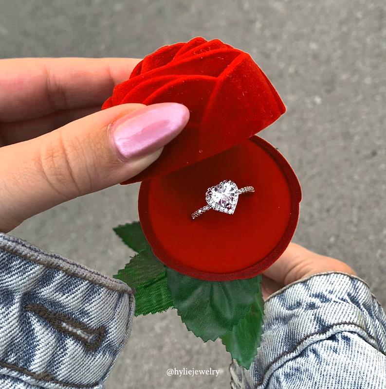 حلقه قلب / جعبه شاخه گل رز (جداگانه)