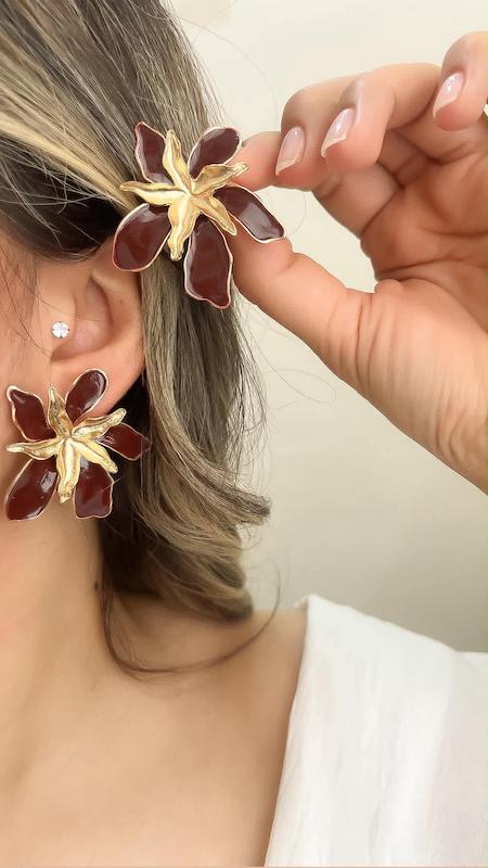 گوشواره گل بزرگ جیگری