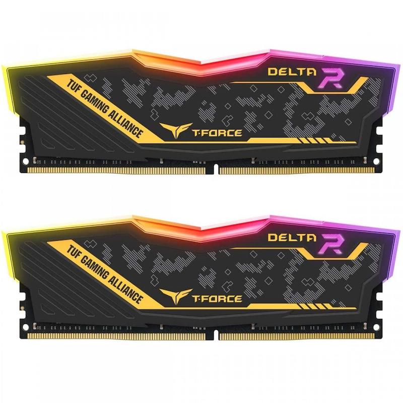 رم دسکتاپ DDR4 دو کاناله 3200 مگاهرتزCL16 تیم گروپ مدل T-Force DELTA TUF RGB ظرفیت 16 گیگابایت (کارکرده)