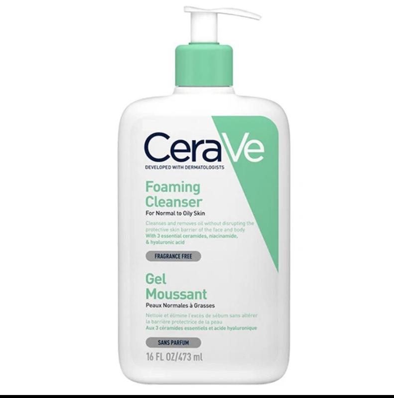 ژل شستشو صورت سراوی مدل foaming cleanser مناسب پوست نرمال تا چرب