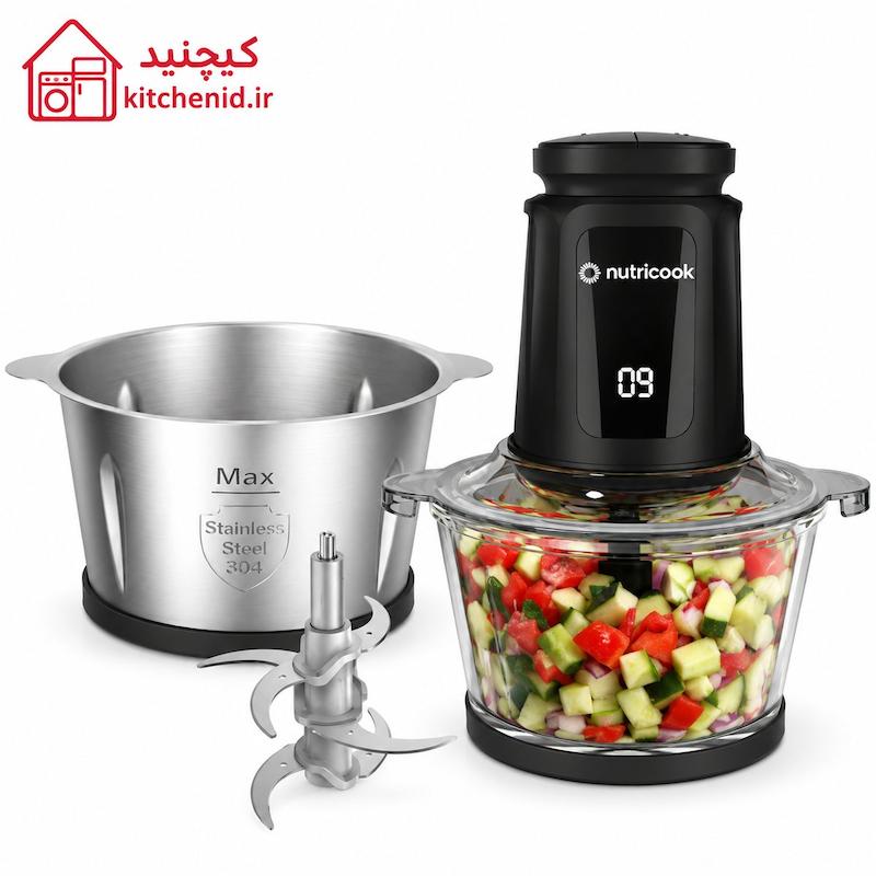 خردکن دوکاسه نوتریکوک مدل CH6000 | کاسه استیل و پیرکس