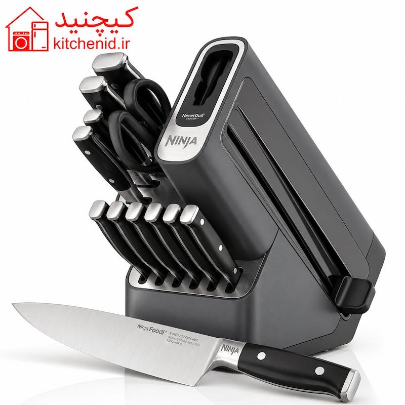 سرویس چاقو نینجا مدل K32014 ست ۱۴ پارچه NeverDull با تیزکن داخلی