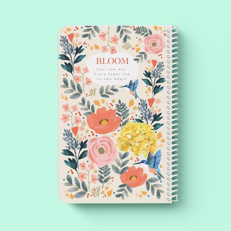 دفتر خط دار سیمی " ‌Floral "