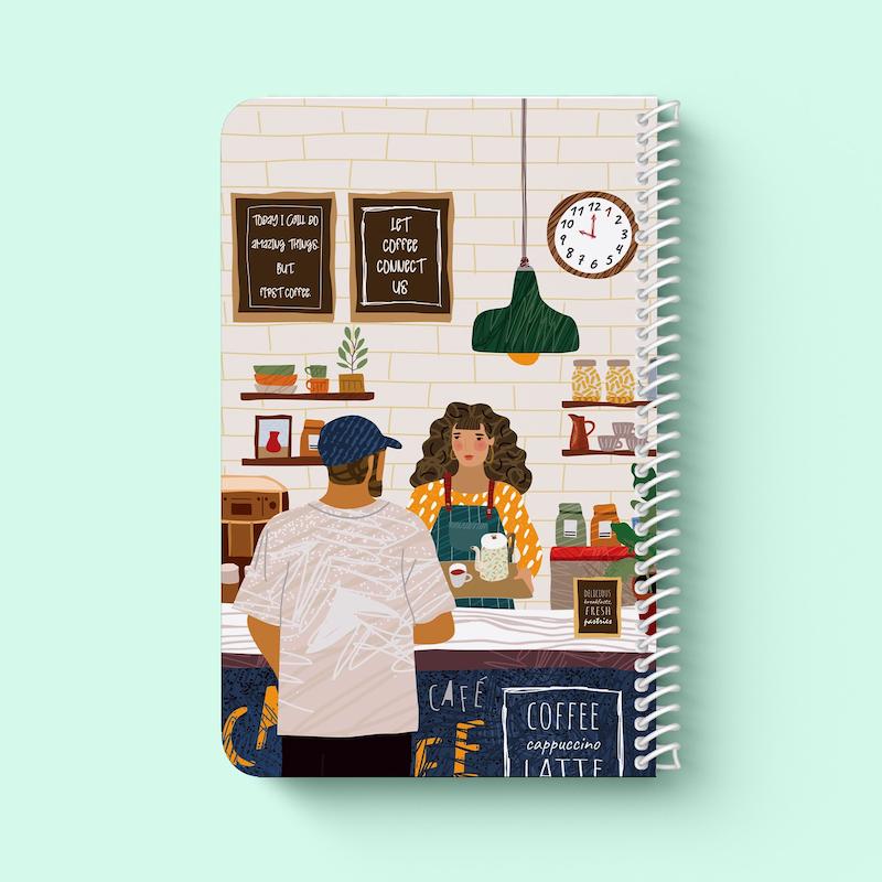 دفتر خط دار سیمی " ‌Cafe "