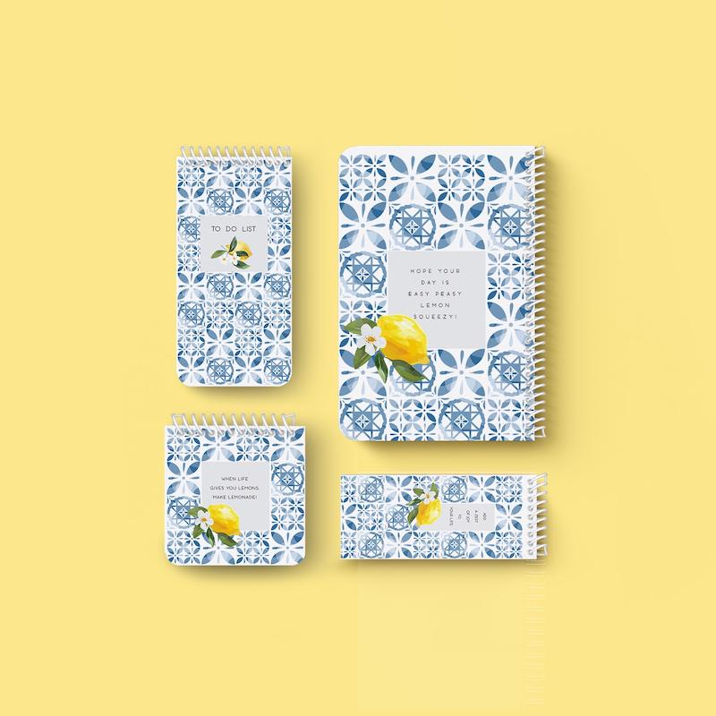 ست دفتر و یادداشت خط دار "Lemon"