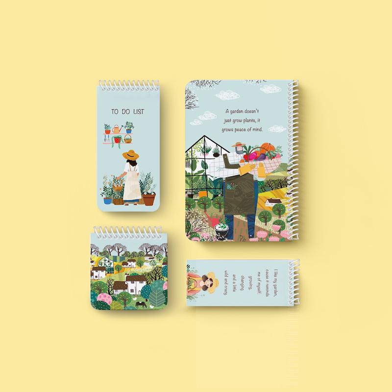ست دفتر و یادداشت خط دار "Garden"