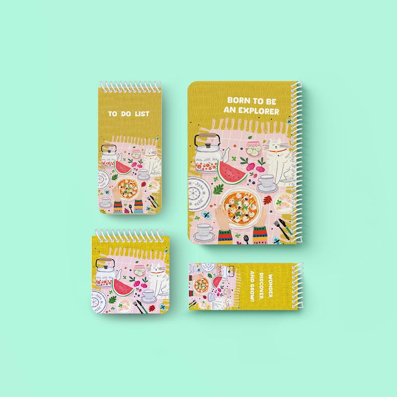 ست دفتر و یادداشت خط دار "Picnic"