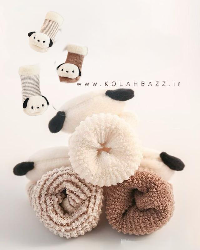 پاپوش ساقدار حوله ای پاندا  سایز نوزادی تا دوسال 