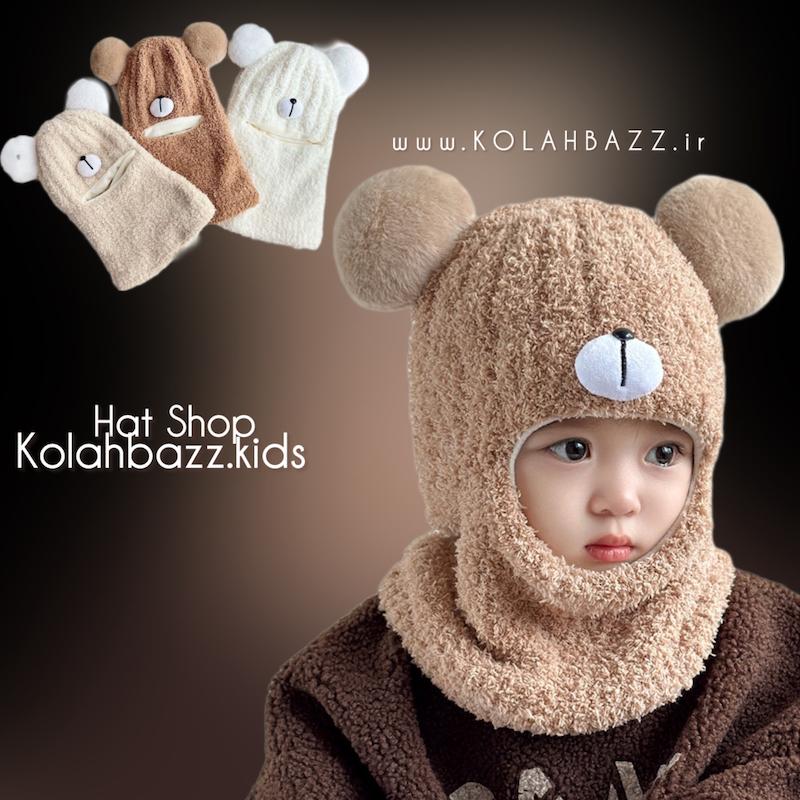 کلاه شال سرهم بوکله  با آستر مخمل مدل چشم و دماغدار زمستانی 2