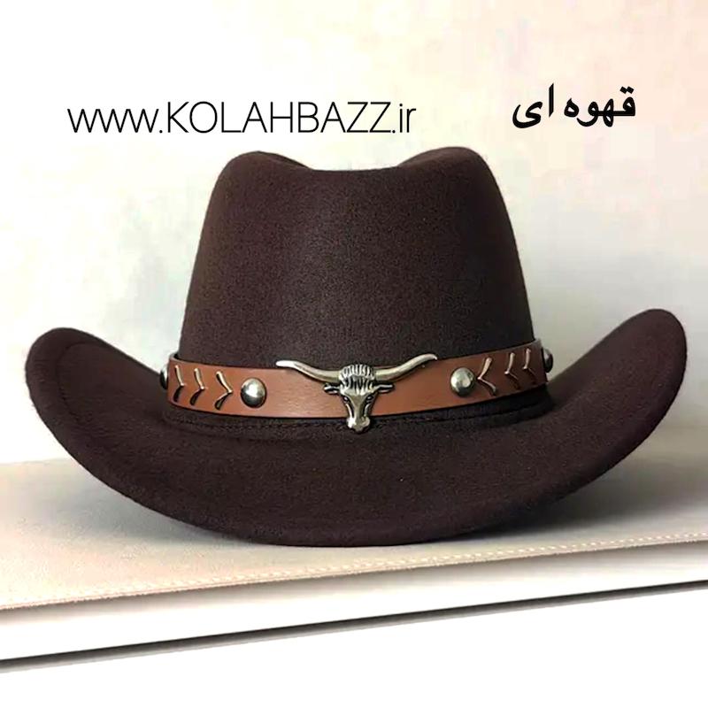 کلاه کابوی وارداتی با بند چرمی فریسایز