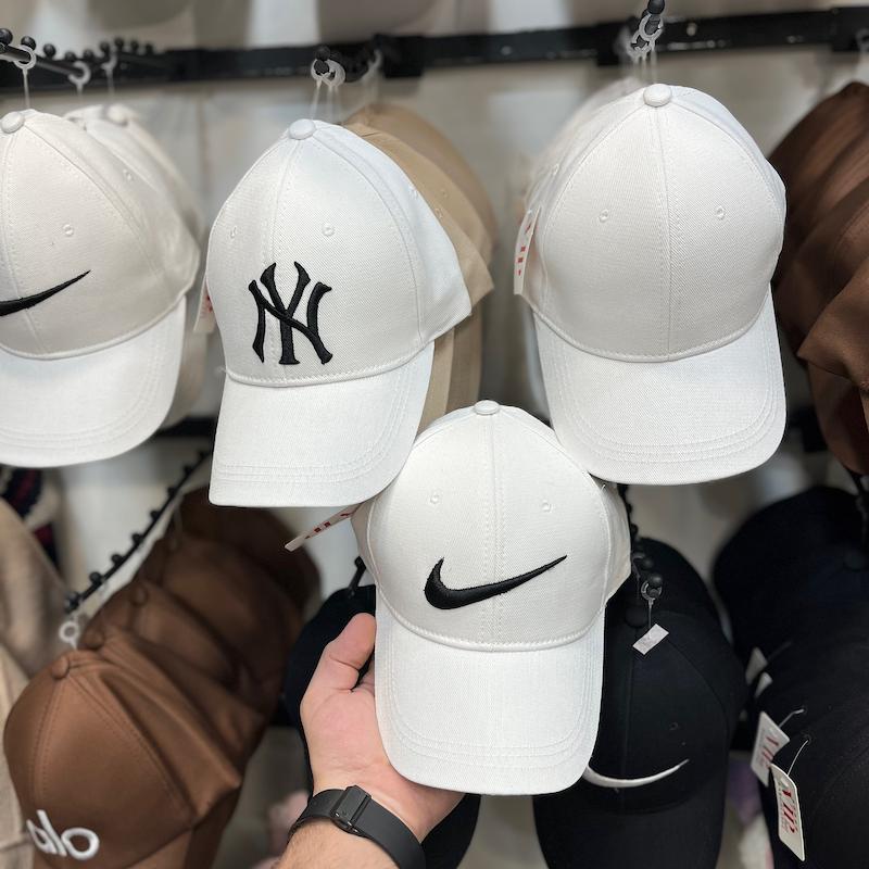 کلاه بیسبالی کتان سفید ny , nike درجه یک