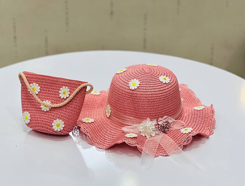 کلاه و کیف ساحلی بچگانه طرح بابونه