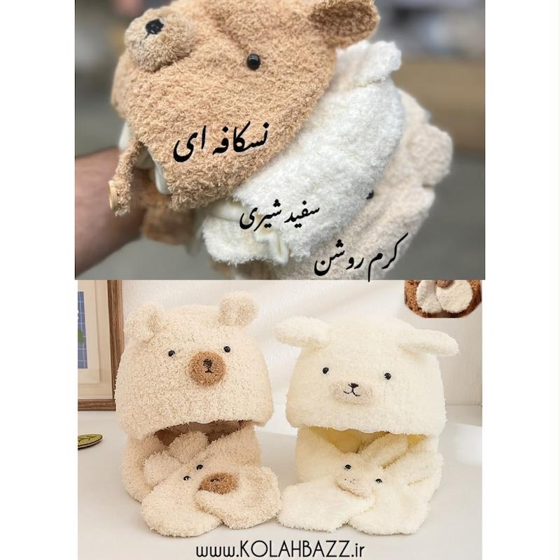 شال کلاه گوشدار دکمه ای زمستانی بچگانه وارداتی