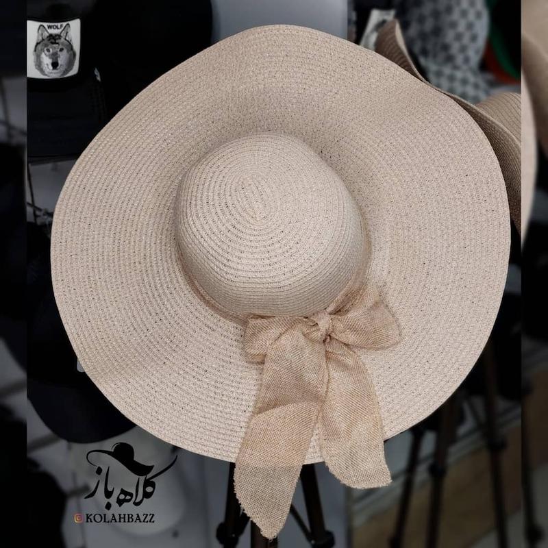 کلاه ساحلی ساده پاپیونی نیم متری ،لبه بلند 