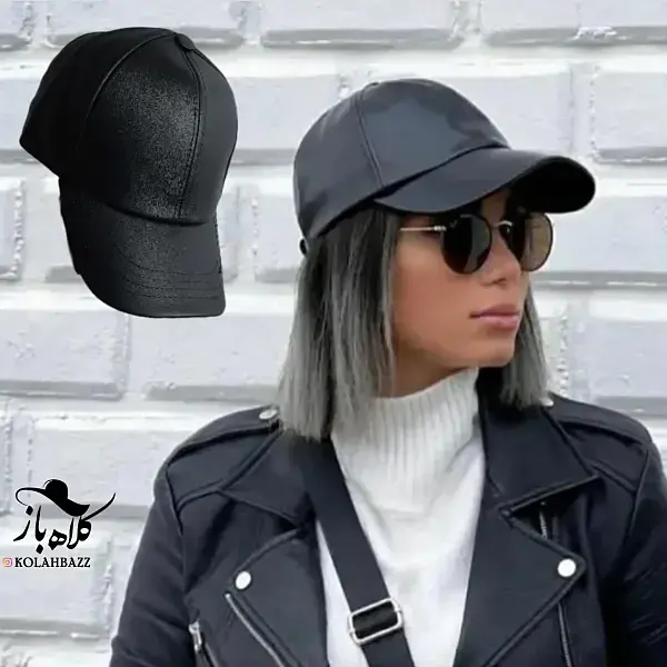 کلاه بیسبالی چرم مشکی