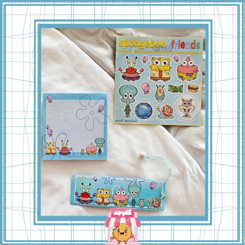 ست نوت پد و بوک مارک و استیکر بزرگ باب اسفنجی 