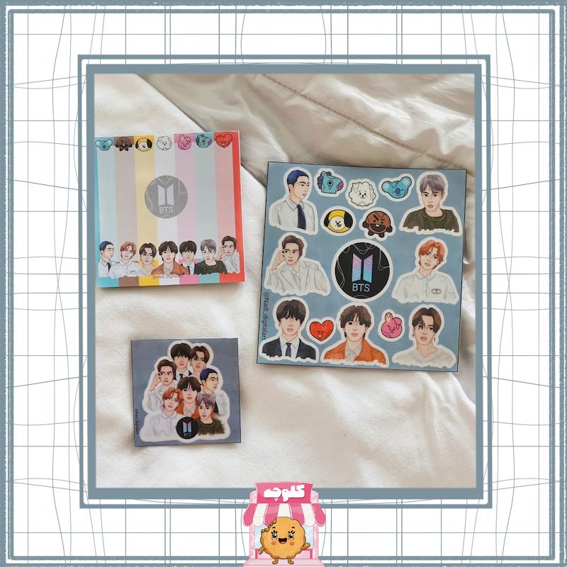 ست نوت پد و استیکر بزرگ و کوچک BTS