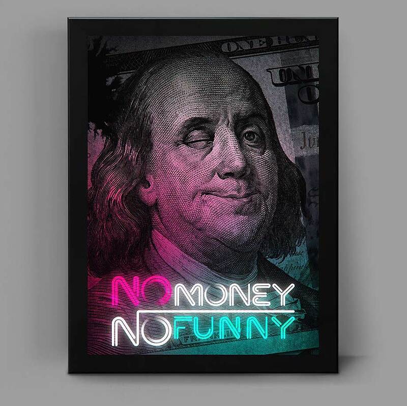 تابلو کنج پلاس طرح no money no funny