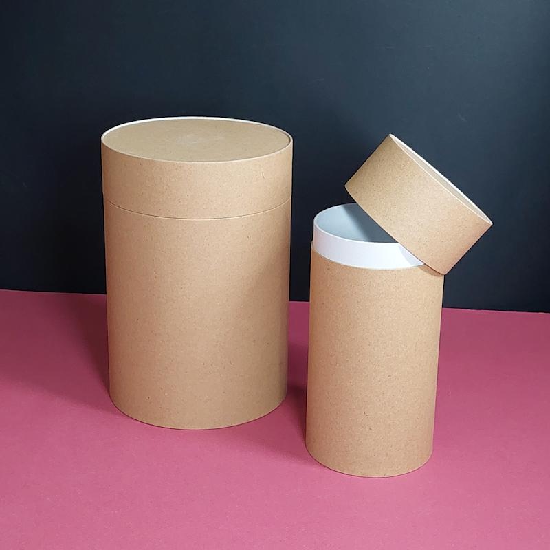 جعبه استوانه ای کرفت با تلسکوپی در بدنه وقطر ۷،۸و۱۰ سانت  koobe studio kraft box