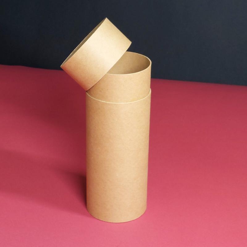 جعبه استوانه ای کرفت با تلسکوپی در بدنه وقطر ۷،۸و۱۰ سانت  koobe studio kraft box