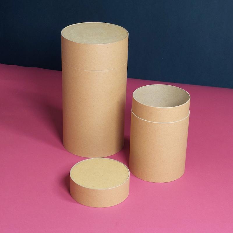 جعبه استوانه ای کرفت با تلسکوپی در بدنه وقطر ۷،۸و۱۰ سانت  koobe studio kraft box