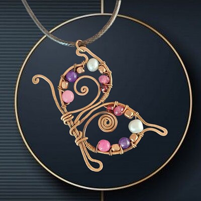 گردنبند دستساز کوبه استودیو از مس ، مروارید پرورشی و آمیتیست koobestudio necklace