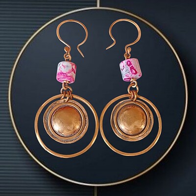 گوشواره دستساز کوبه استودیو از مس و عقیق رنگین کمانی koobestudio earrings