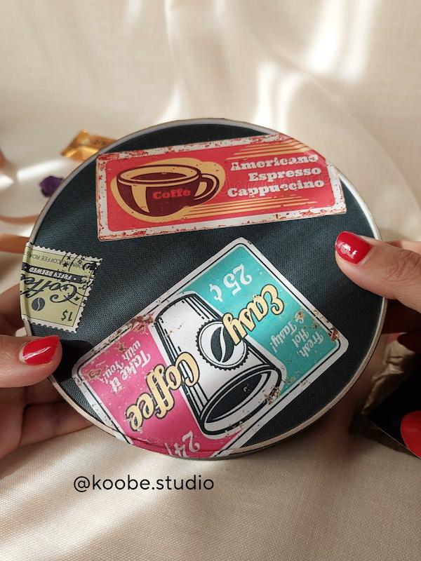 جعبه هدیه کوبه استودیو با تصاویر وینتیج قهوه koobestudio gift box