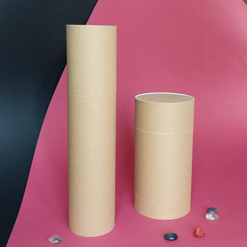 جعبه استوانه ای کرفت با تلسکوپی در بدنه وقطر ۷،۸و۱۰ سانت  koobe studio kraft box