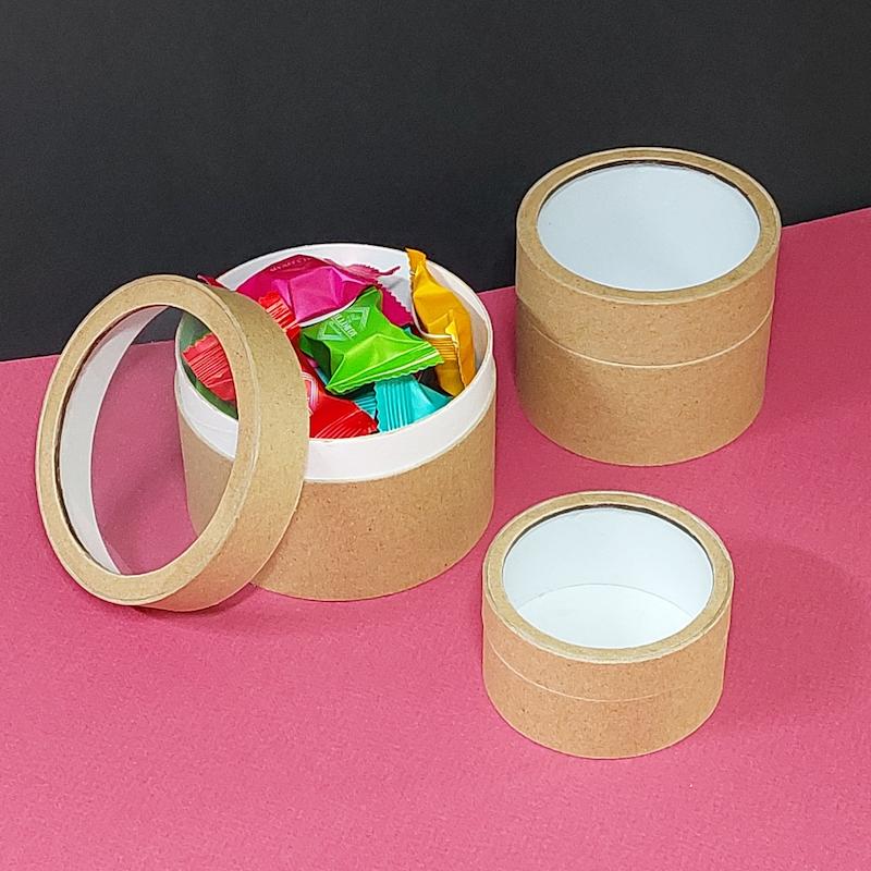 جعبه هدیه استوانه ای کوبه استودیو با پوشش کرفت و در طلقی ،koobe studio gift box