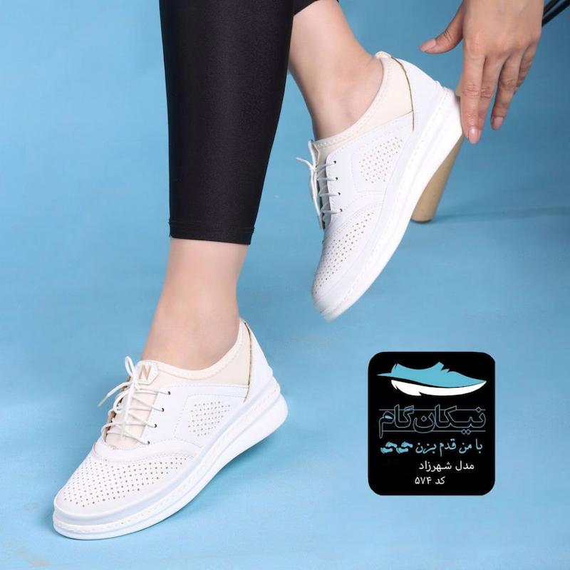 کفش طبی زنانه مخصوص خارپاشنه مدل شهرزاد سفید نیکان گام 