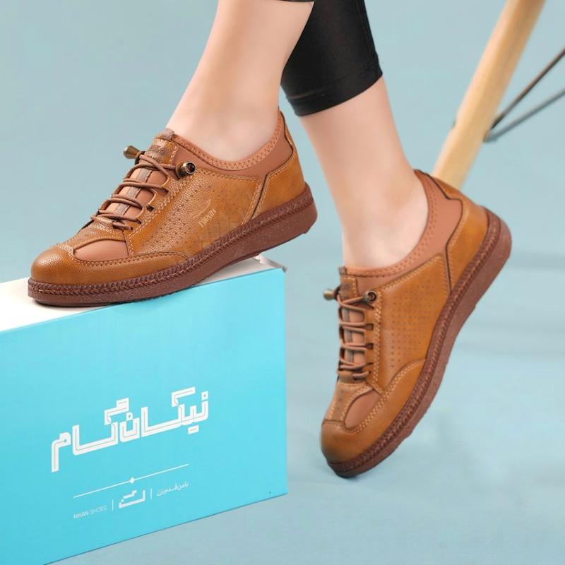 کفش طبی زنانه مخصوص خارپاشنه مدل آتن عسلی نیکان گام 