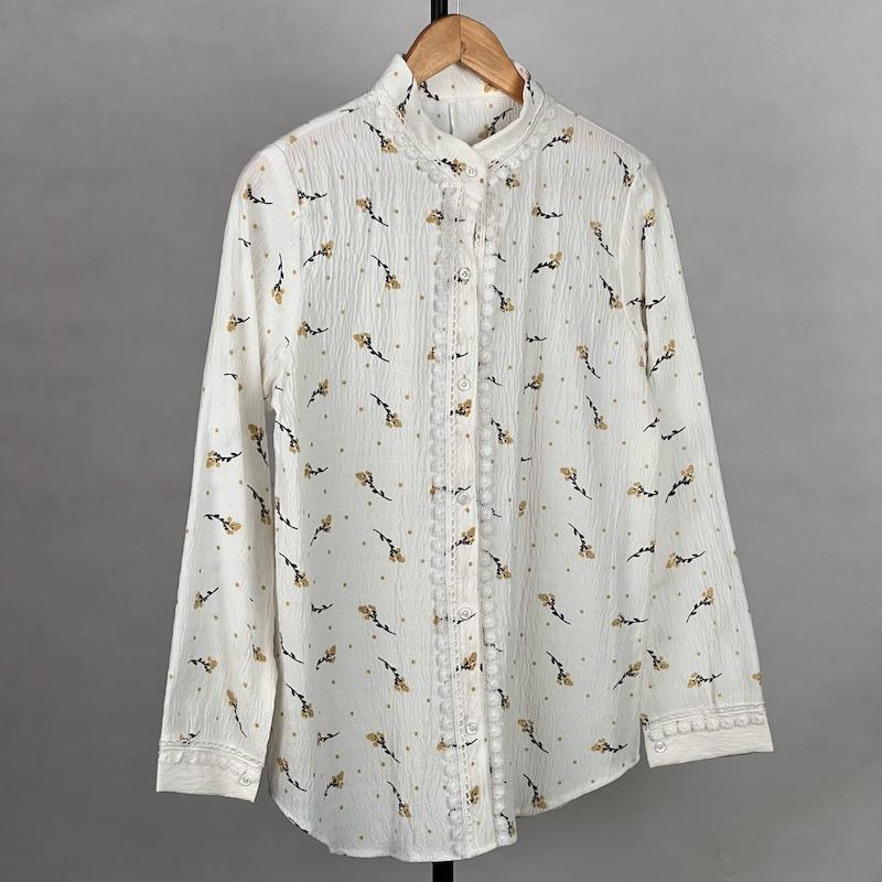 شومیز زنانه مدل نخی چروک گلدار کد AK1331