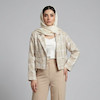 کراپ کت زنانه مدل لینن سوزندوزی چهارخونه کد AK1548