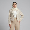 کراپ کت زنانه مدل لینن سوزندوزی چهارخونه کد AK1548