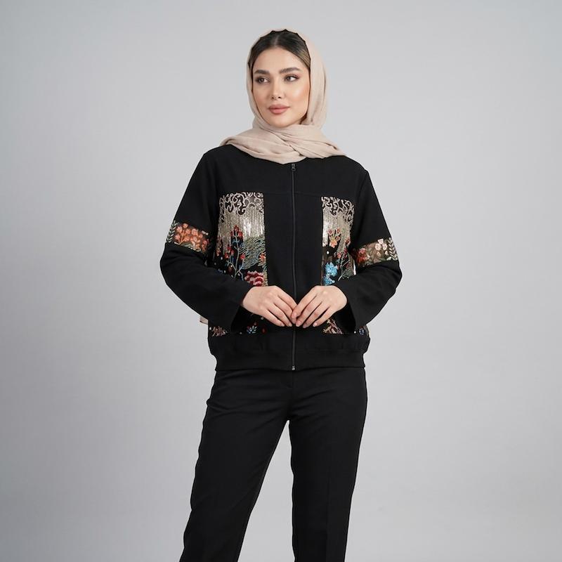 بامبر جکت زنانه مدل کرپ تور گلدوزی کد AK1657