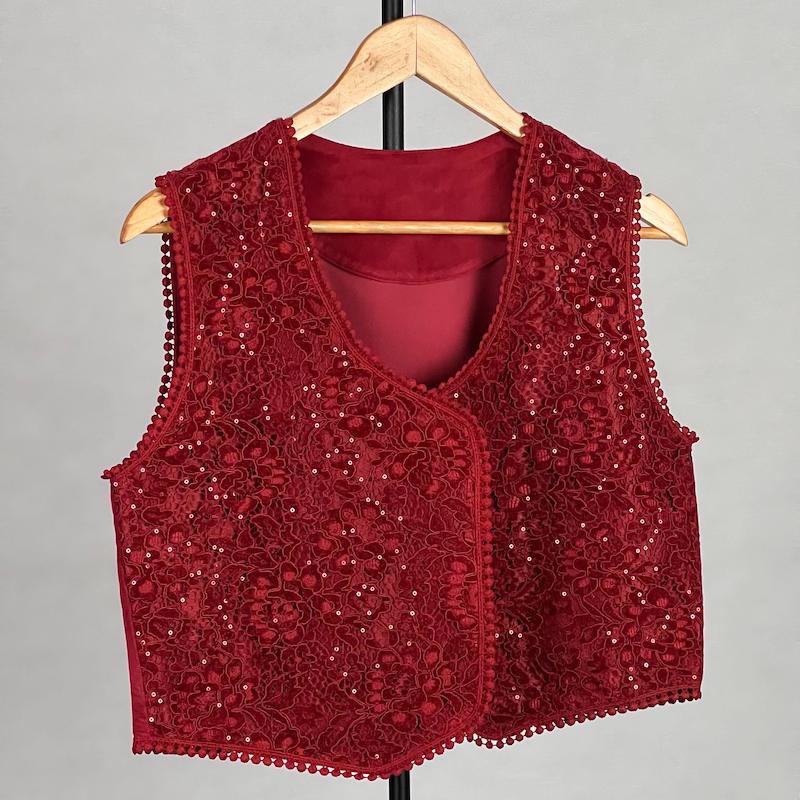 جلیقه زنانه مدل مخمل دانتل پولک دوزی کد AK1489