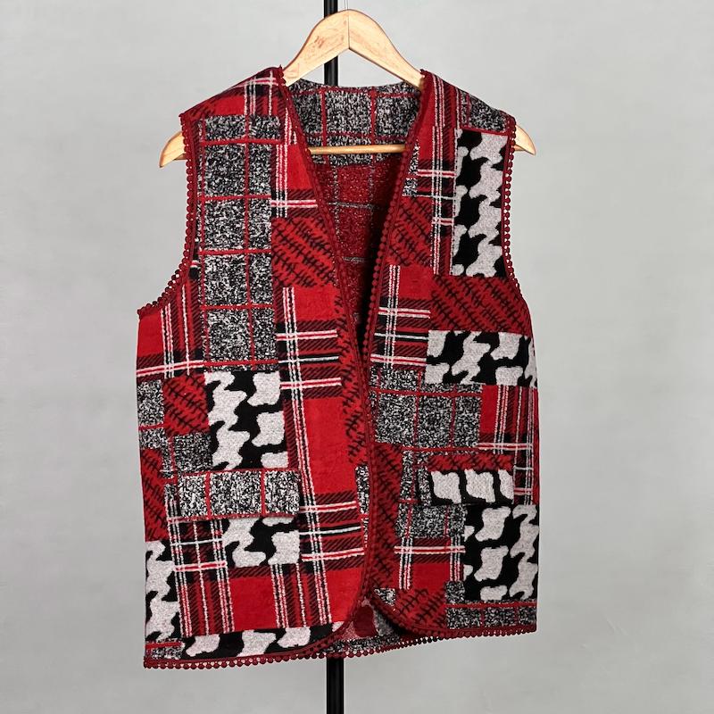 جلیقه زنانه مدل فوتر ترکیبی نوار دوزی کد AK1490