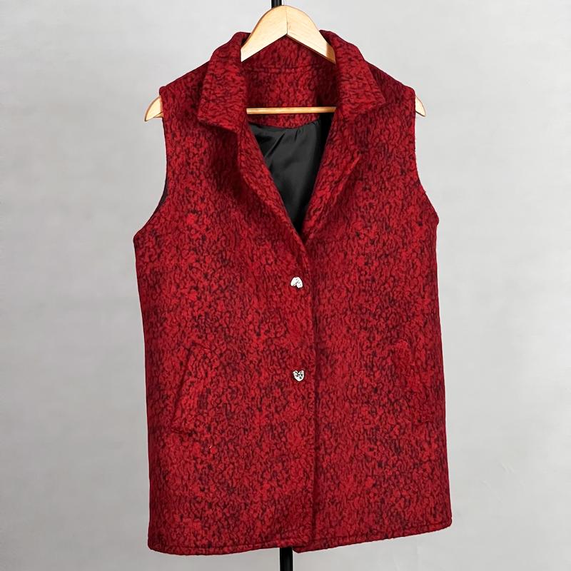 جلیقه زنانه مدل کلاسیک فوتر پشمی پلنگی کد AK1491