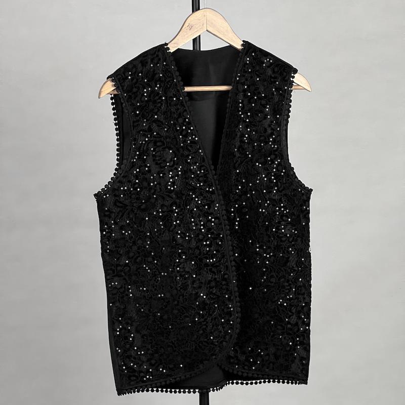 وست زنانه مدل مخمل دانتل پولک دوزی کد AK1504