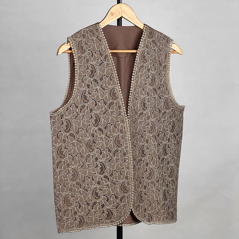 وست  زنانه مدل لینن گیپور قیطان دوزی کد AK1515