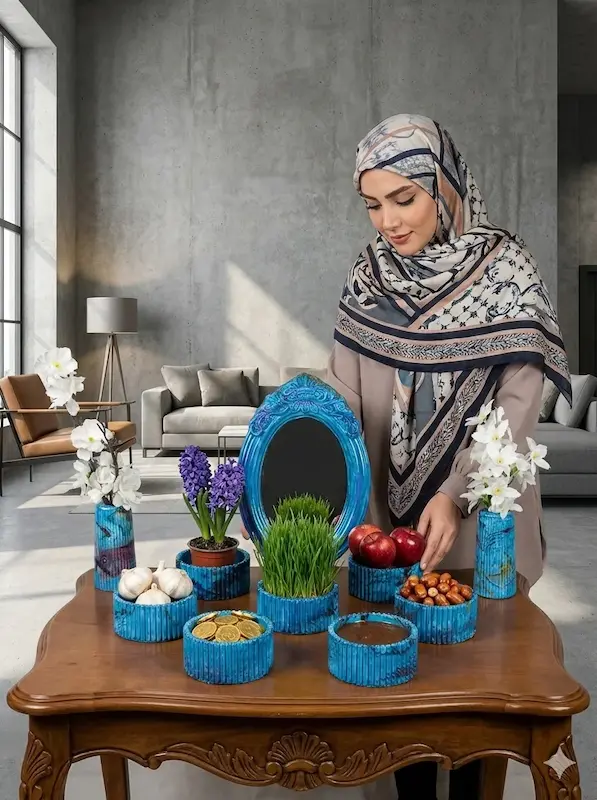 هفت سین طرح سنگ فیروزه ای نوروز۱۴۰۵، کرج لند