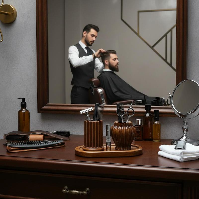 نظم دهنده آرایشگاه مردانه طرح چوب، دستساز |تولیدی کرج لند