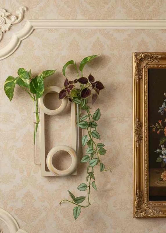 گلدان دیواری/گلجا دیوارکوب/حلقه ساده/رنگ فراباچینو /پتینه طلایی