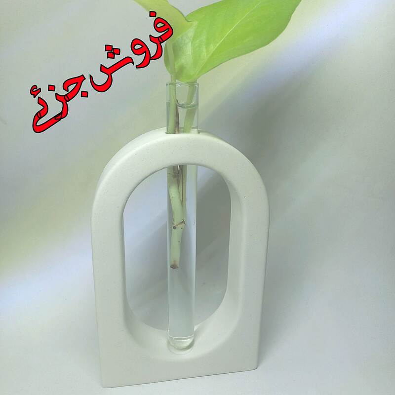 گلدان بتنی دکوراتیو (گلجا)- فروش جزیی - هنری دستساز - طرح سفید ساده