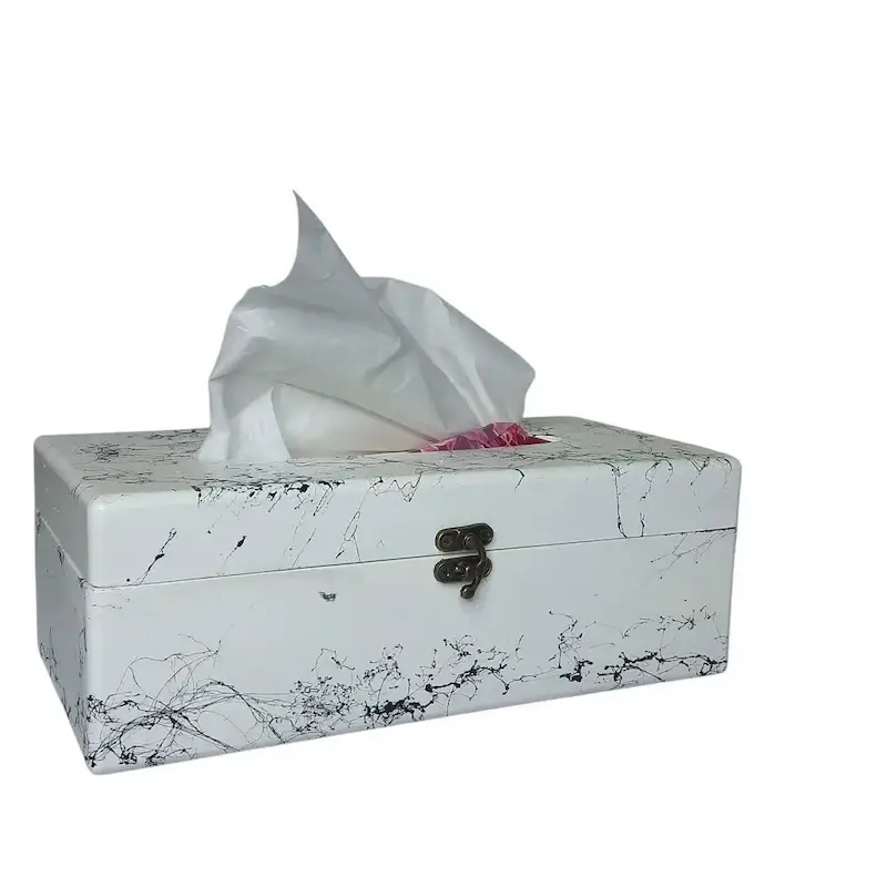 جعبه دستمال کاغذی چوبی،طرح ماربال شیت سفید| تولید کرج لند