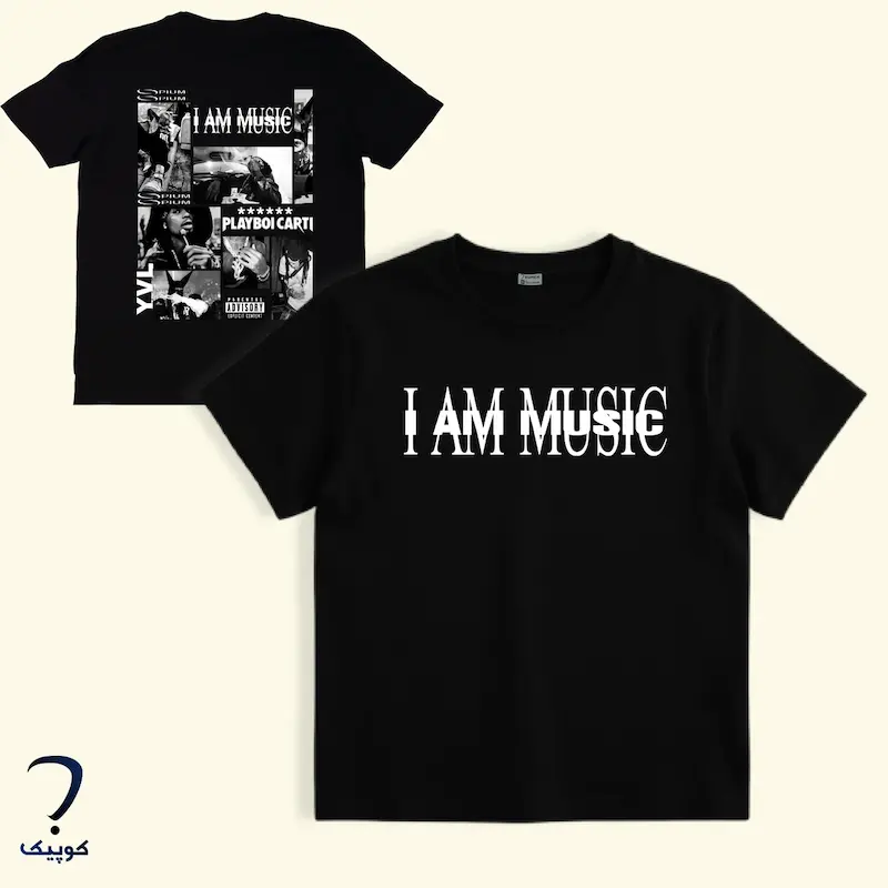 تیشرت مشکی نخی با چاپ گرافیکی الهام گرفته از Playboi Carti و Whole Lotta Red